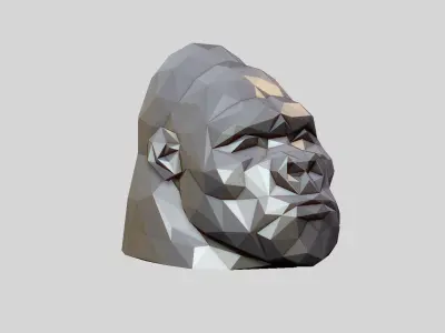 Low Poly gorilla Headphone Stand gorilla Headset Stand  3D print model