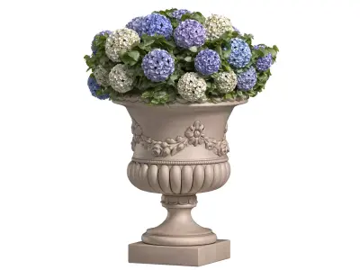 Hydrangea in a classic vase for decoration facade Patio 3D model
