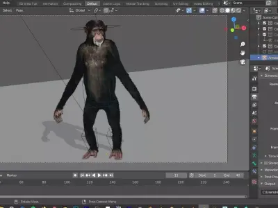 chimp rigged and animated  3D model