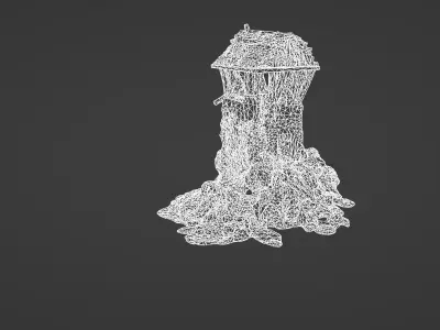 Collapsed Medieval Watchtower Ruin 3D model