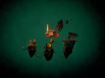 Stylized Fantasy Asian Temple Environment 3D Model 3D model