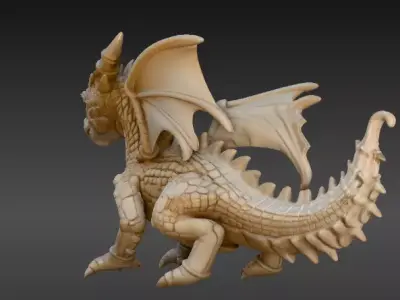 Mini Articulated Baby Dragon Fantasy Toy 3D Model  Printable Low-poly 3D model