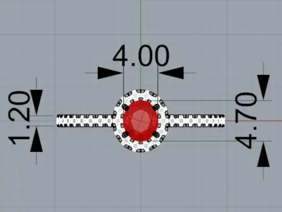 Oval Halo Pave Ring 3D print model