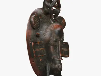 African mask Senufo Monkey Low-poly 3D model