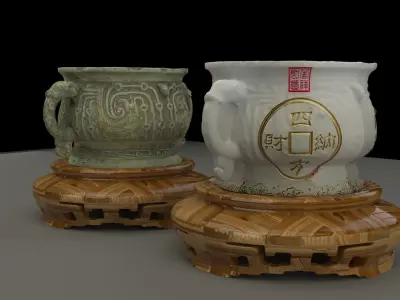 Chinese display stand with pot  3D model