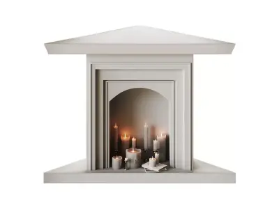 Corner Fireplace with Candles 3D model