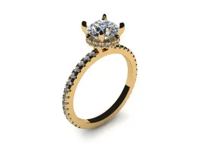 Halo diamond ring solitaire 3D print model