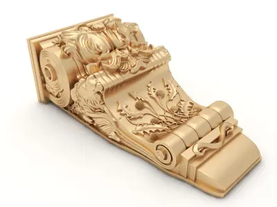 Corbel 4 golden scroll 3D model