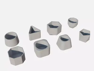 Cement pot  Low-poly 3D model