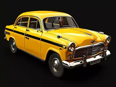 Classic Yellow Taxi 3D Model Low-poly 3D model