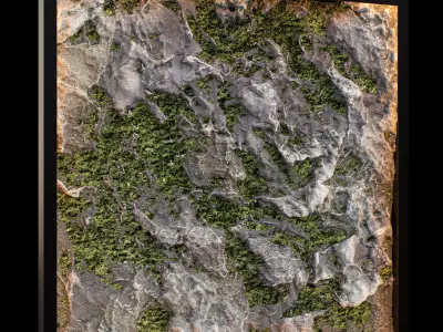 Stone Wall Panel with Moss 3D model
