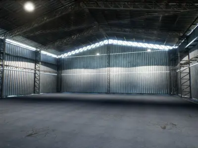 Hangar modular Low-poly 3D model purchase