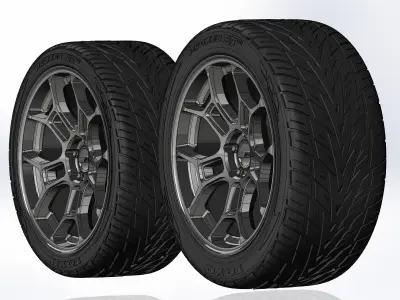 Set of wheels Am Racing GT Street 20inch for scale model 3D print model