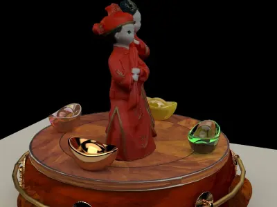 Chinese display stand with wedding couple  3D model