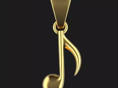 Musical Note Necklace pendant Silver Gold  Print 3D print model