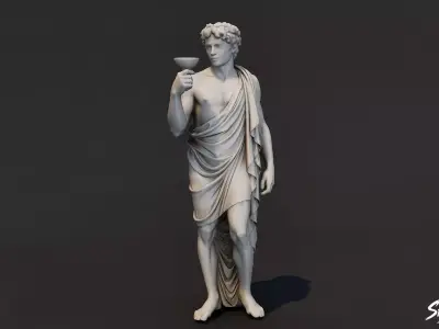 Dionysus Statue   Low-poly 3D model