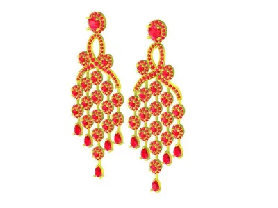 5834 luxury asian diamond earrings 3D print model