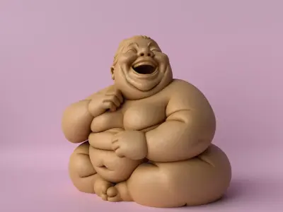 Chubby Woman Sitting and Laughing Sculpture  3D print model