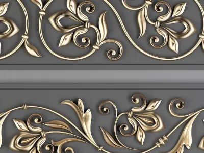5 Decorative Seamless Trim Ornament Alpha and Brush 3D model