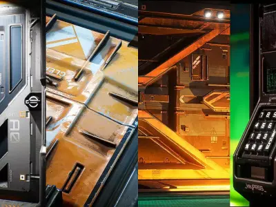 Sci-Fi Animated Door Set UE Low-poly 3D model