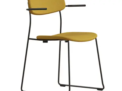 Ella Chair with Sled Base Short Armrest Upholstered by Martela 3D model