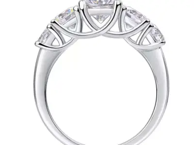 5 Stone Round  Engagement Ring 3D print model