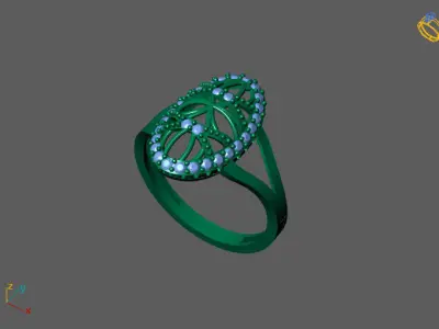 STL 3DM Women Ring Womens Ring Diamonds With Stone Model 3D print model