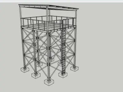 observation tower steel building 3D model