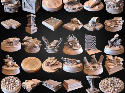 Pack of 30 Bases Volume 01 3D print model
