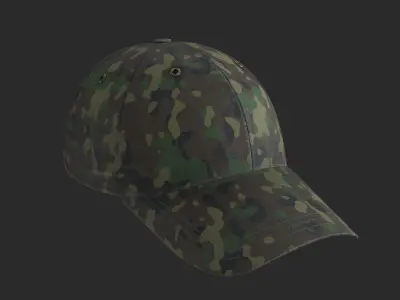 Tactical Denim Baseball Cap 4 colors Low-poly 3D model