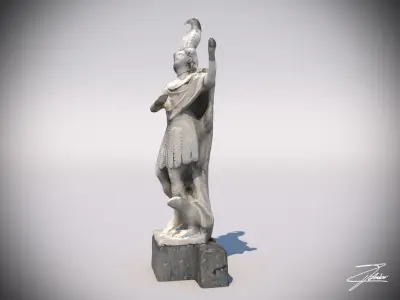 Statue 1 of man holding sword Low-poly 3D model