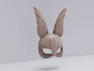 wooden bunny mask Low-poly 3D model