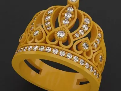 Princess Crown Rings Set 1 3D print model