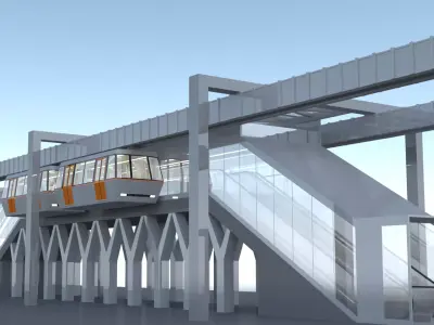 Elevated train station concept 3D model