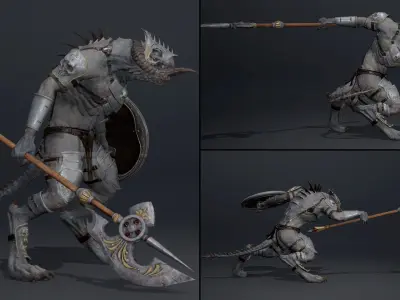 Ghost Spearman Arm1 Brutal Low-poly 3D model