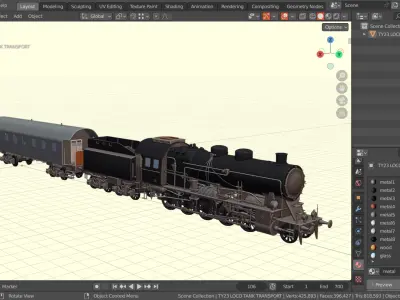 TY-23 Train Tank Transporter Base Mesh Model Low-poly 3D model