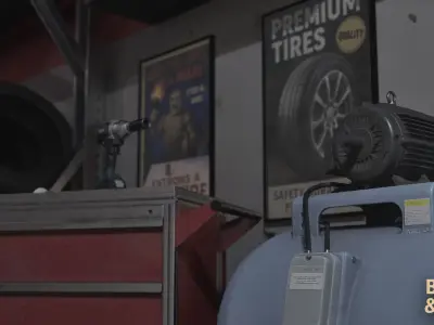 Tire Repair Shop Environment Low-poly 3D model