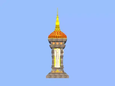 Southeast Asian Grand Gate Pillar 3D Model Low-poly 3D model