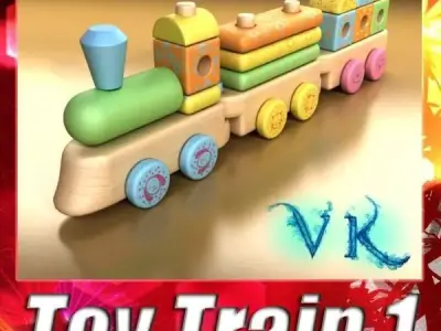 Wooden Toy Train 3D model