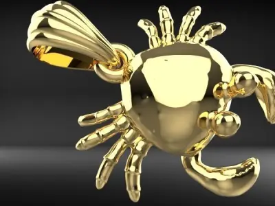 Happy Baby Crab necklace charm bracelet jewelry 3D print model