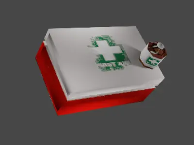 Retro Low-Poly Medical Bottle and First Aid Box PS1 Horror Style Low-poly 3D model