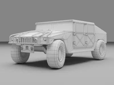 Humvee jeep in desert Low-poly 3D model