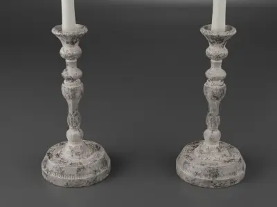 Old worn candlestick 3D model