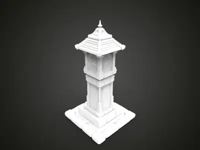 medieval urban stone lantern 3 3D print model