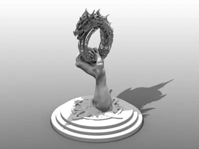 Horned Dragon Ring W Armature 3D print model