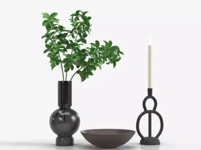 Vera Smoke Glass Bubble Vase With Other PBR 3D model