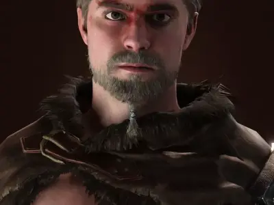 3D Male Medival Warrior Game Character in 4K Realistic Textures Low-poly 3D model
