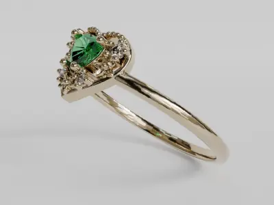 heart stone ring 3D print model