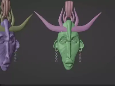 African Baule Sun Mask 3D print model