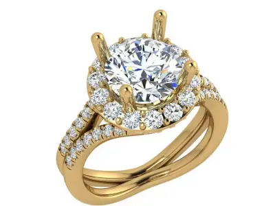 Round Halo Split Shank Ring 3631 3D print model